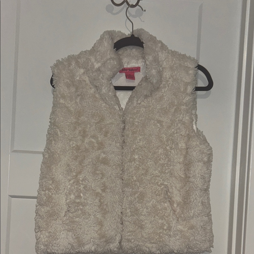 Betsey Johnson Cream Fuzzy Vest